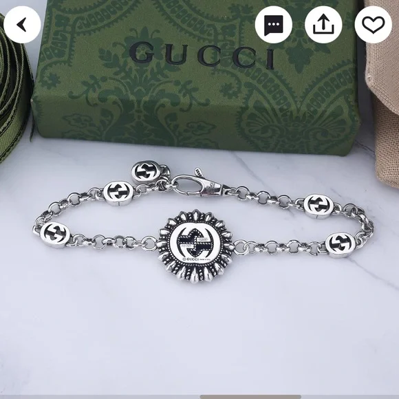 Gucci Silver Bracelet with Iconic Emblems designer unisex bracelet - Picture 2 of 6